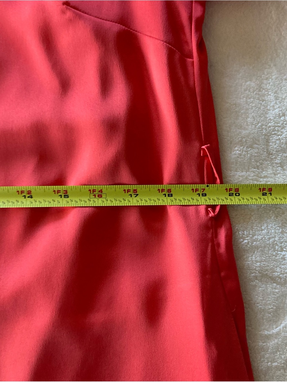 Banana Republic TieWaist Shirtdress, Bright Coral Sz M. Satiny Polyester.#796756 - Picture 6 of 14